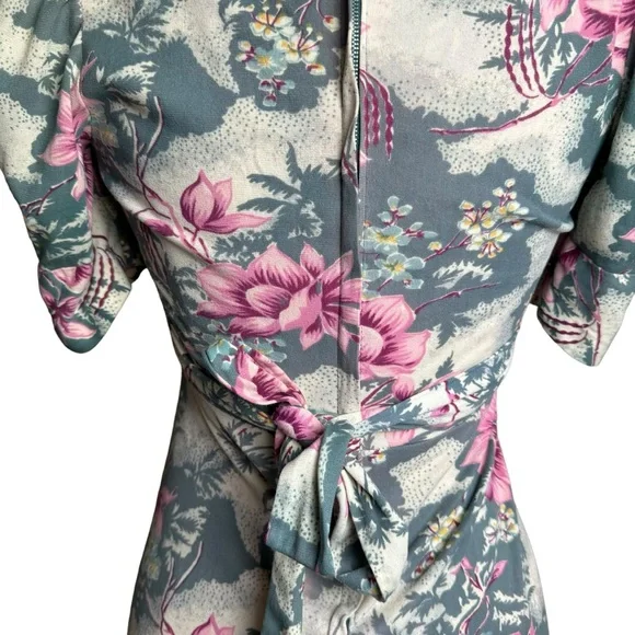 Vintage 70s Maxi Dress Hawaiian Tropical Short Sleeve Juniors Sz 11 Floral - Picture 4 of 12